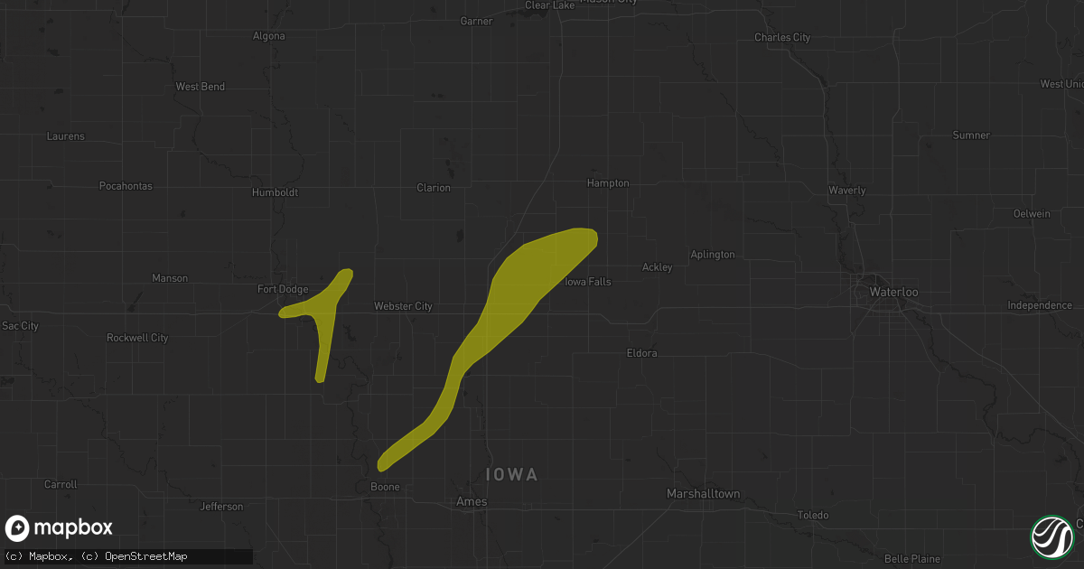 Hail map in Alden, IA on April 18, 2018