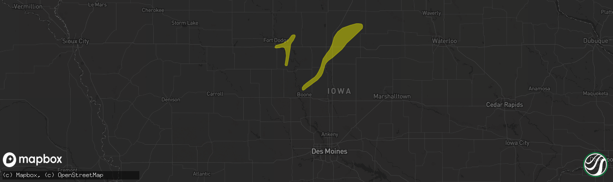 Hail map in Boone, IA on April 18, 2018