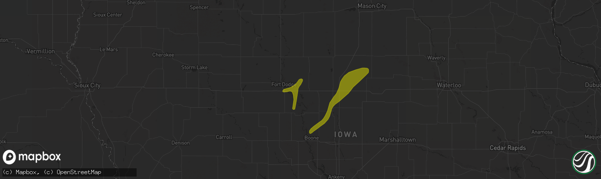 Hail map in Duncombe, IA on April 18, 2018