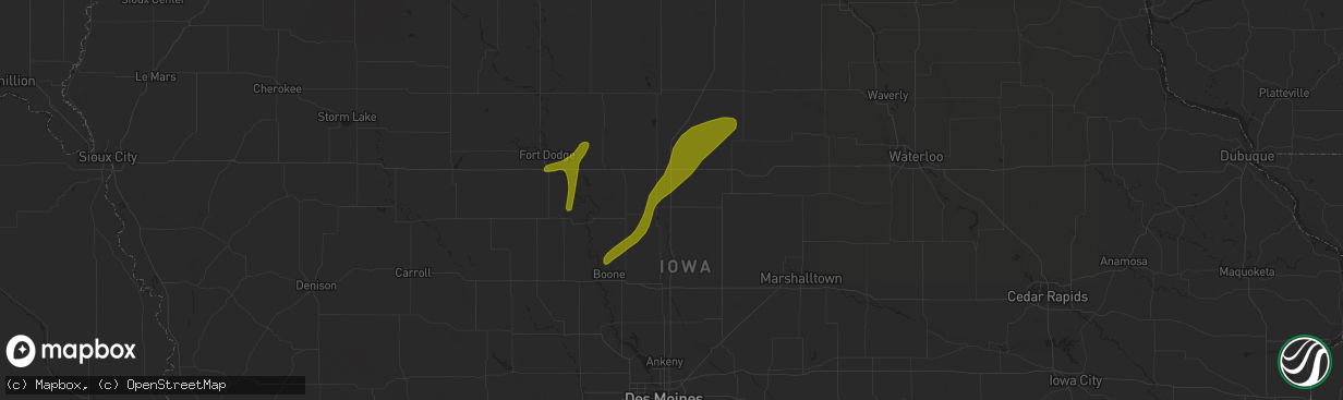 Hail map in Ellsworth, IA on April 18, 2018