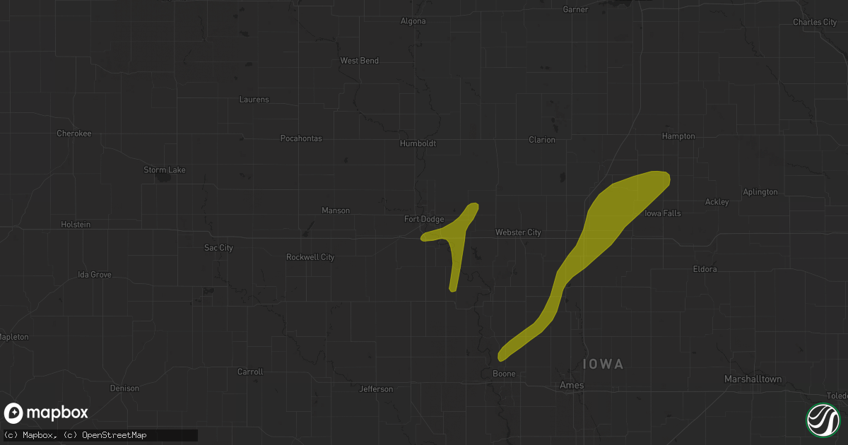 Hail map in Fort Dodge, IA on April 18, 2018