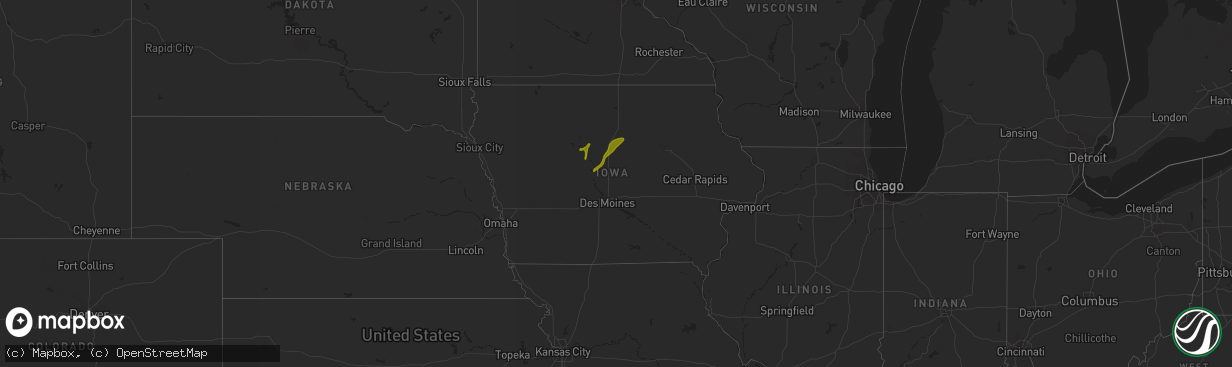 Hail map in Iowa on April 18, 2018