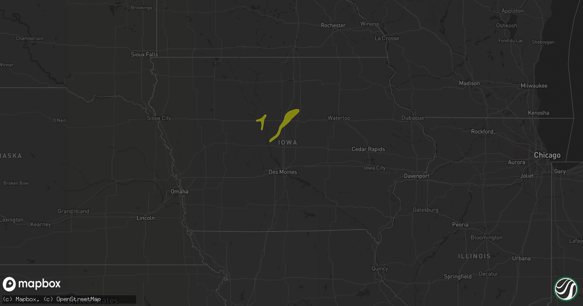 Hail map in Iowa on April 18, 2018