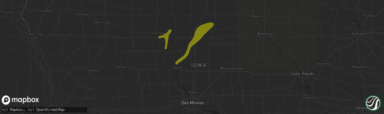 Hail map in Story City, IA on April 18, 2018