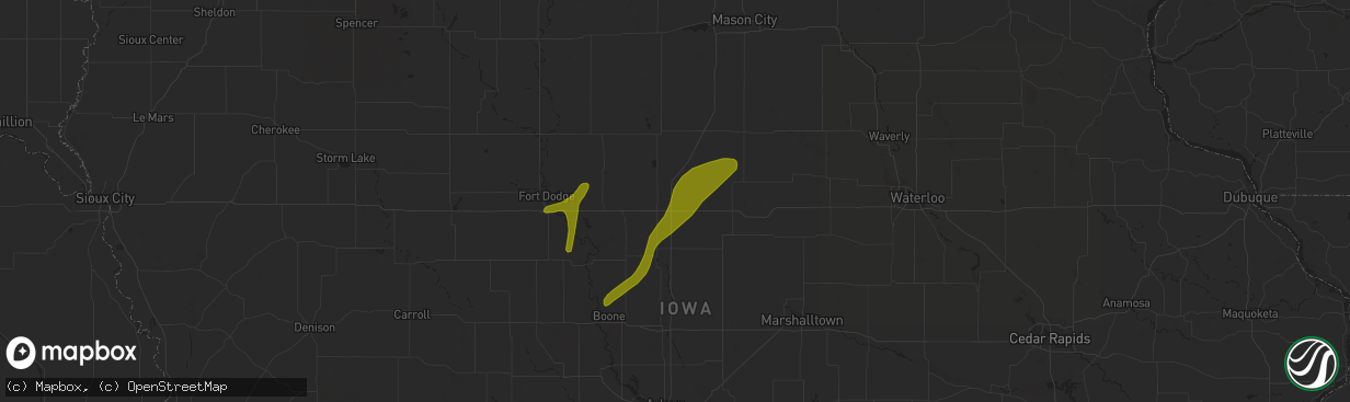 Hail map in Williams, IA on April 18, 2018