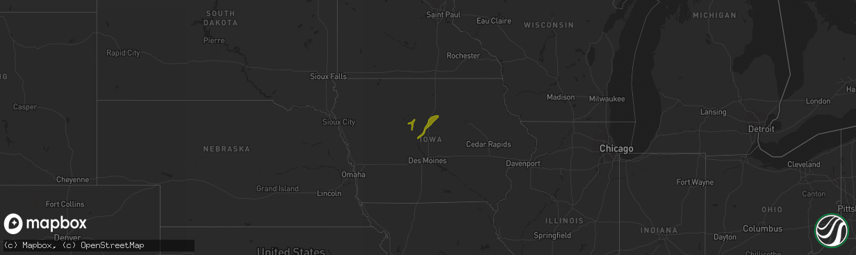 Hail map on April 18, 2018