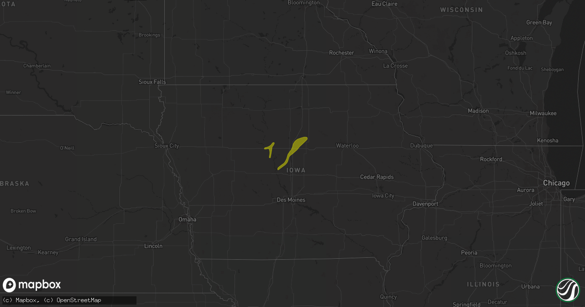 Hail map on April 18, 2018