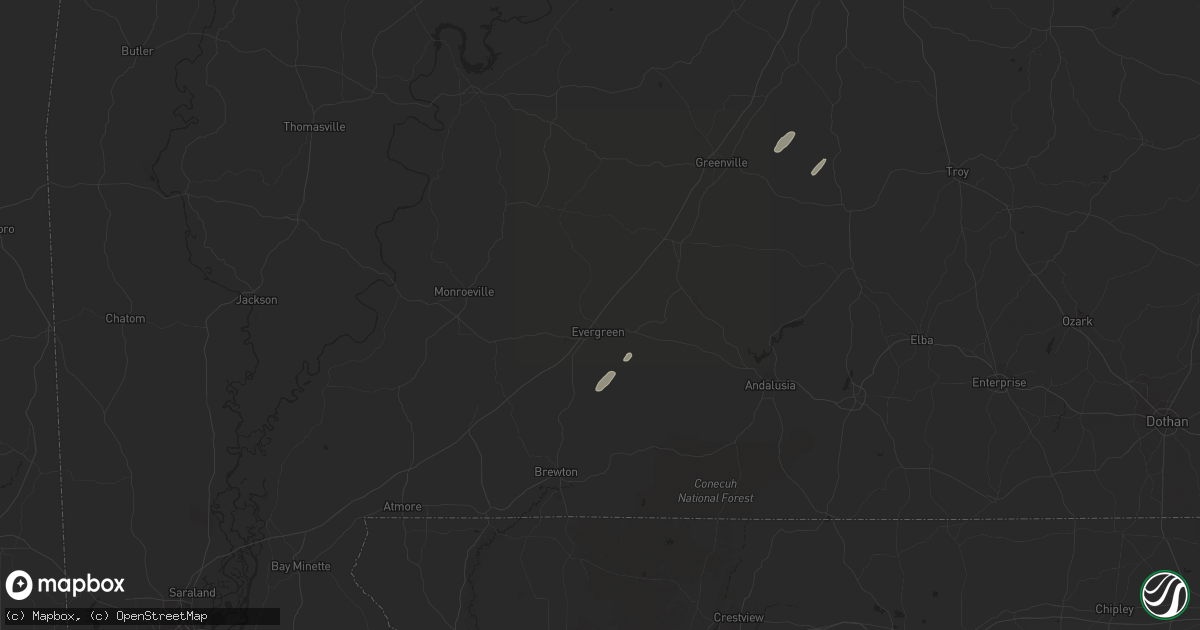 Hail map in Evergreen, AL on April 18, 2019