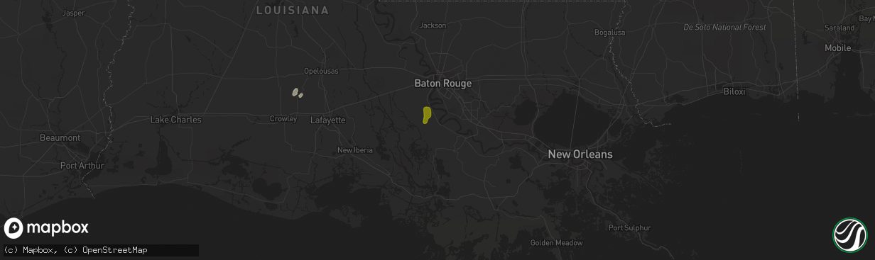 Hail map in White Castle, LA on April 18, 2019