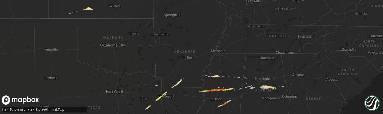 Hail map in Arkansas on April 18, 2020