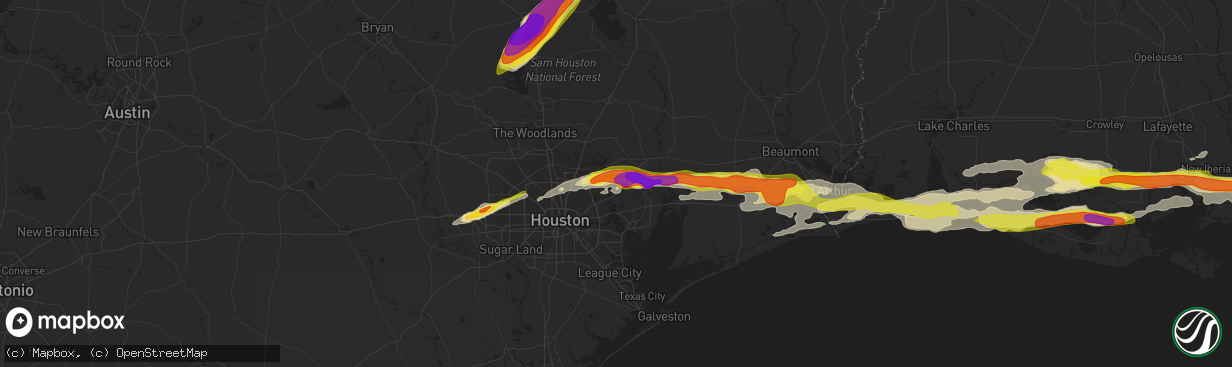 Hail map in Crosby, TX on April 18, 2020