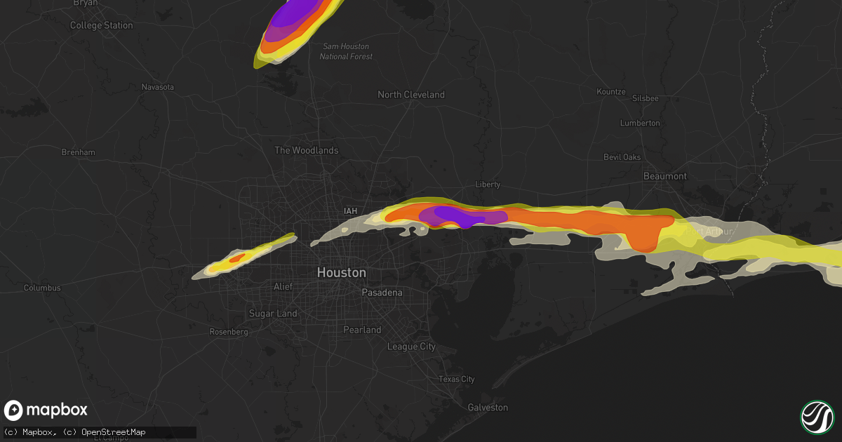 Hail map in Crosby, TX on April 18, 2020