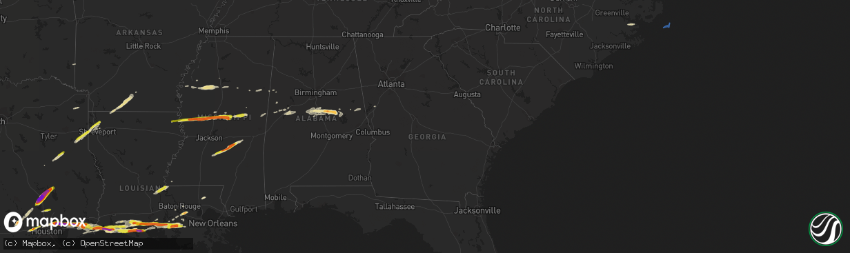 Hail map in Georgia on April 18, 2020