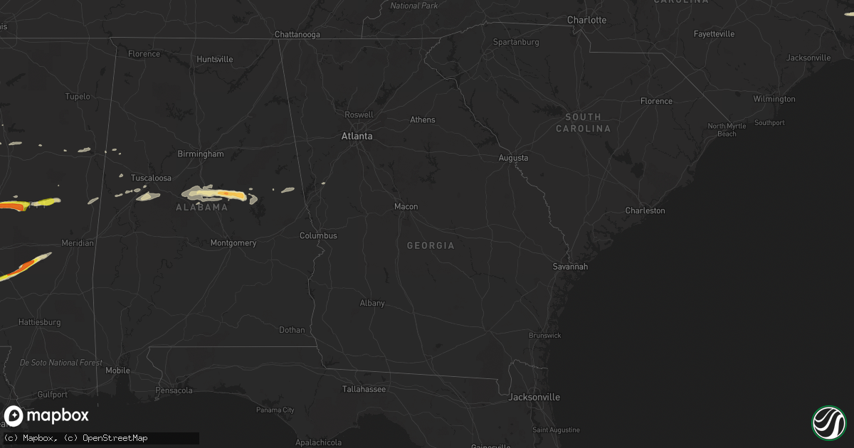 Hail map in Georgia on April 18, 2020