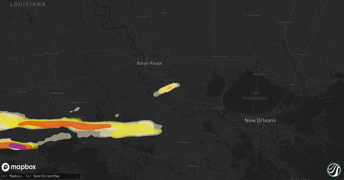 Hail map in Gonzales, LA on April 18, 2020