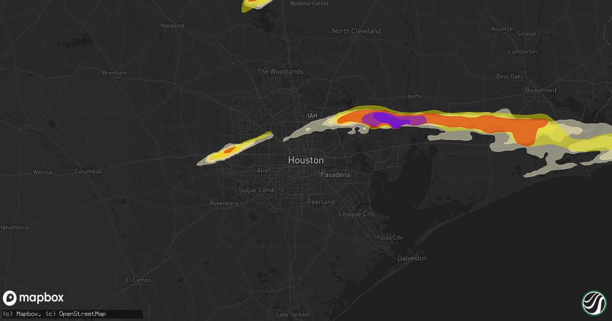 Hail map in Houston, TX on April 18, 2020