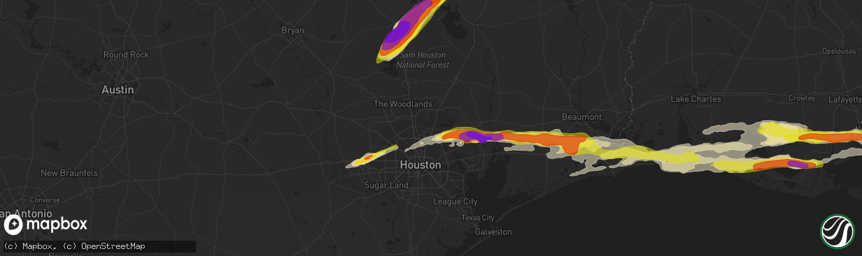 Hail map in Humble, TX on April 18, 2020