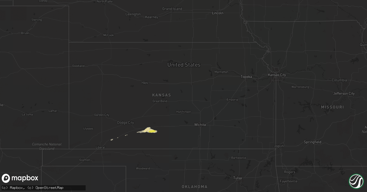 Hail map in Kansas on April 18, 2020