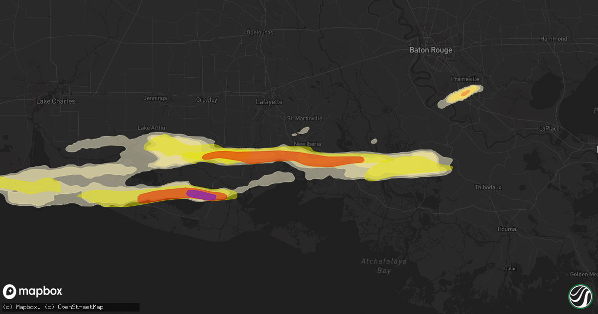 Hail map in New Iberia, LA on April 18, 2020