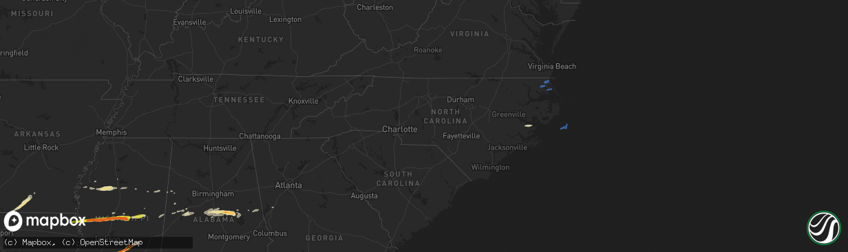 Hail map in North Carolina on April 18, 2020