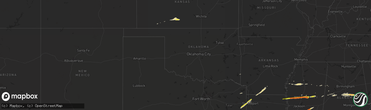 Hail map in Oklahoma on April 18, 2020