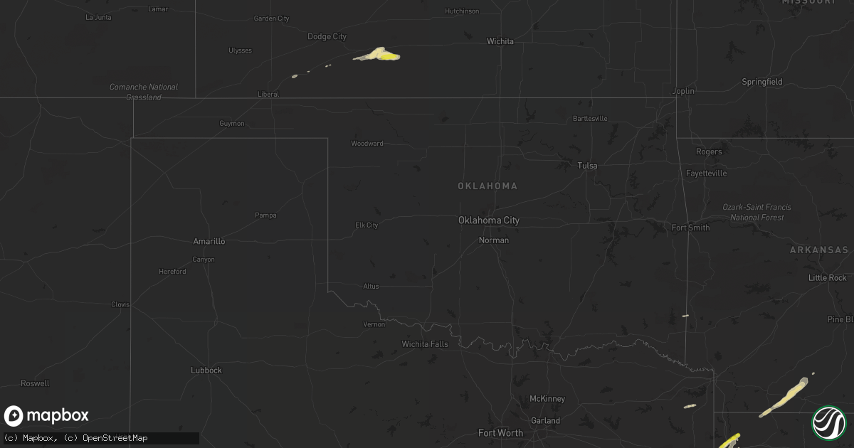 Hail map in Oklahoma on April 18, 2020