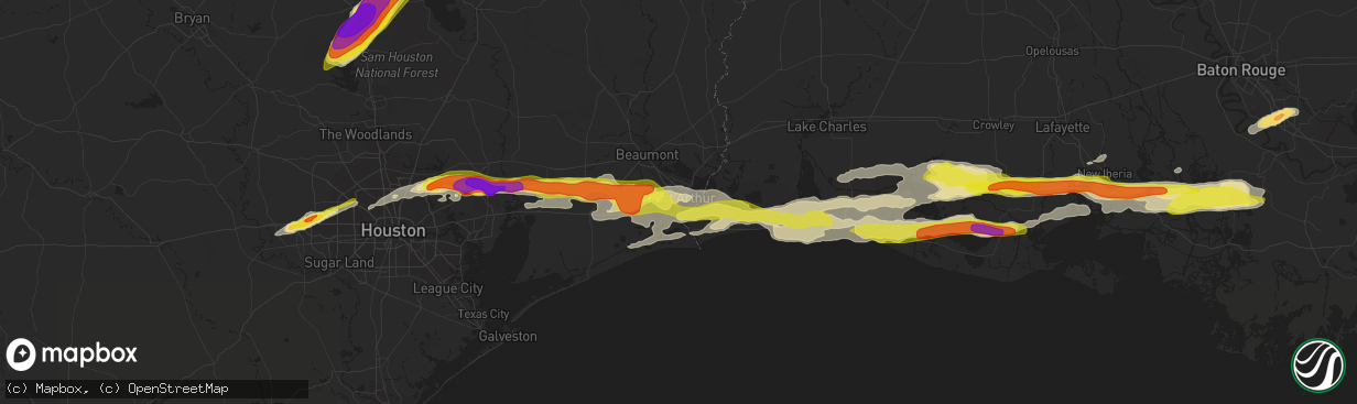 Hail map in Port Arthur, TX on April 18, 2020