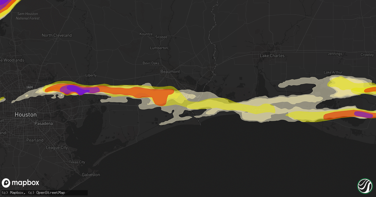 Hail map in Port Arthur, TX on April 18, 2020