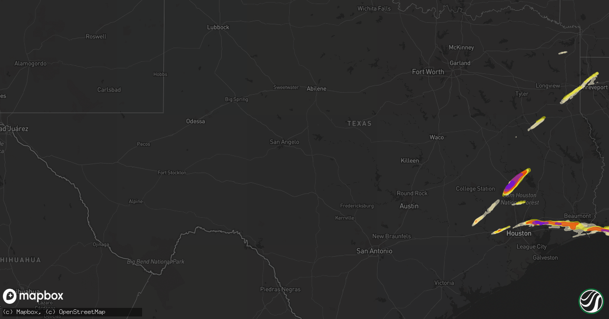 Hail map in Texas on April 18, 2020