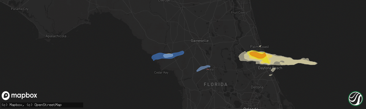 Hail map in Bronson, FL on April 18, 2021
