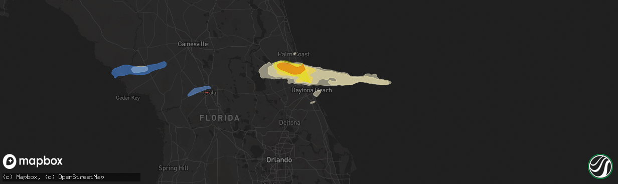 Hail map in Daytona Beach, FL on April 18, 2021