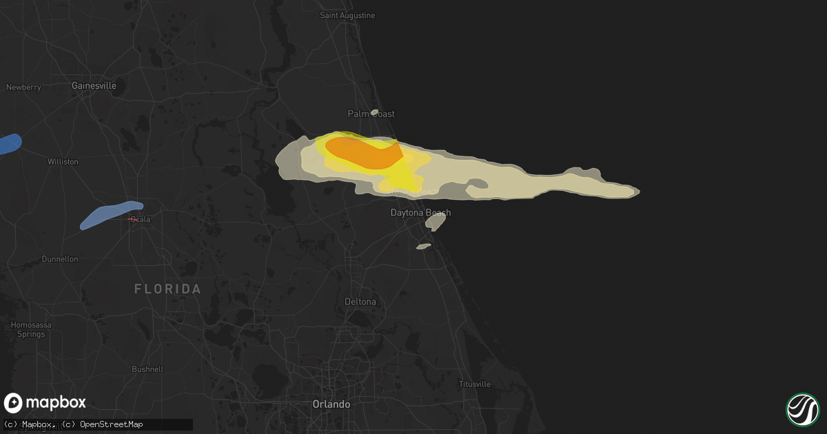 Hail map in Daytona Beach, FL on April 18, 2021