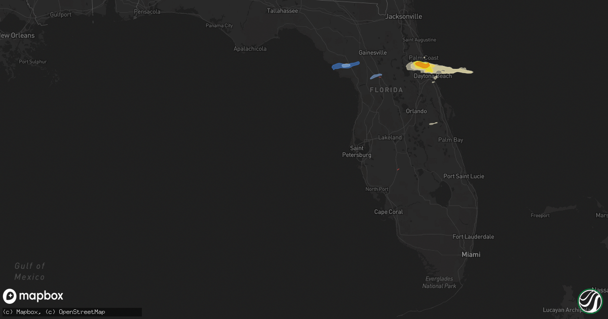 Hail map in Florida on April 18, 2021