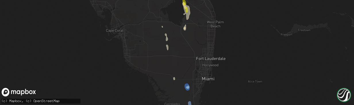 Hail map in Belle Glade, FL on April 18, 2022