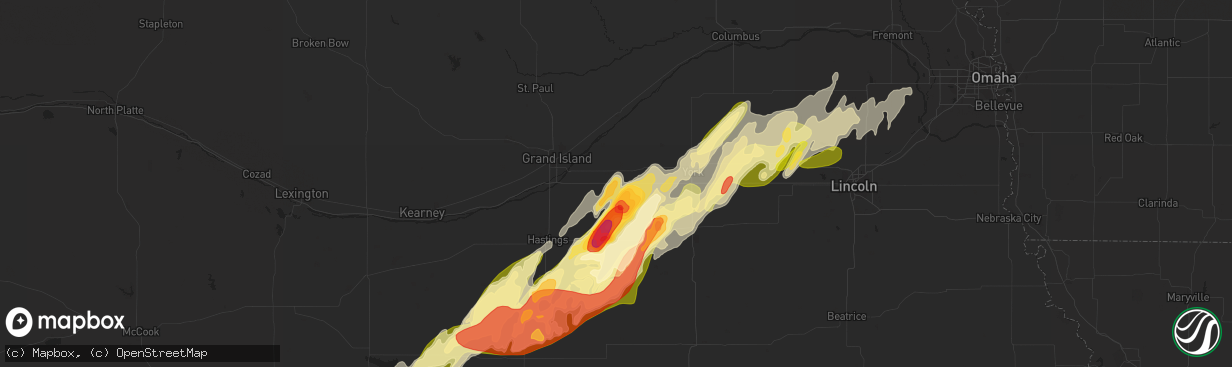 Hail map in Aurora, NE on April 18, 2023