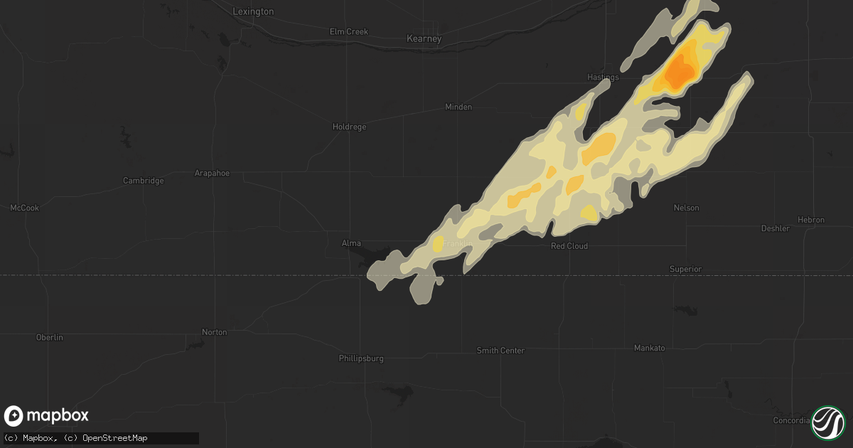 Hail map in Bloomington, NE on April 18, 2023