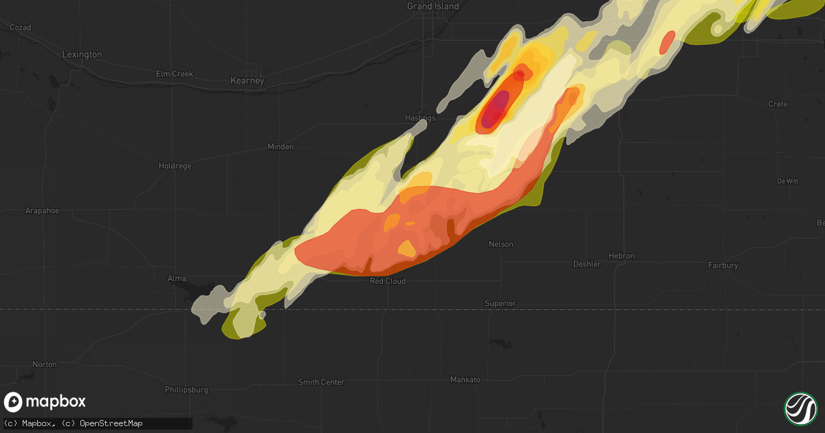 Hail map in Blue Hill, NE on April 18, 2023