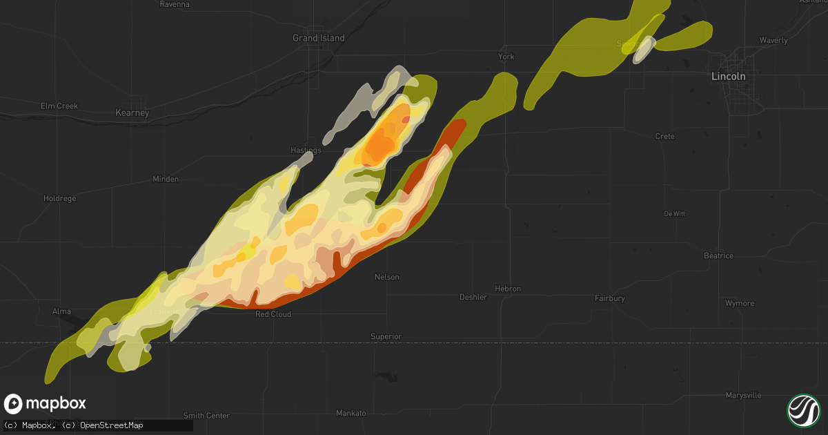 Hail map in Edgar, NE on April 18, 2023