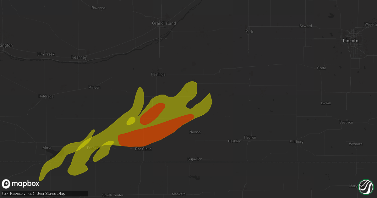 Hail map in Fairfield, NE on April 18, 2023