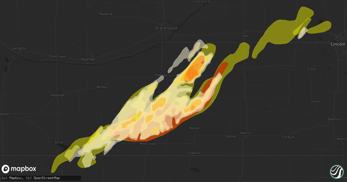 Hail map in Glenvil, NE on April 18, 2023