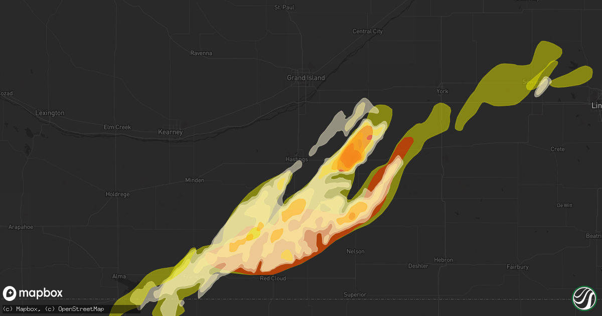 Hail map in Hastings, NE on April 18, 2023