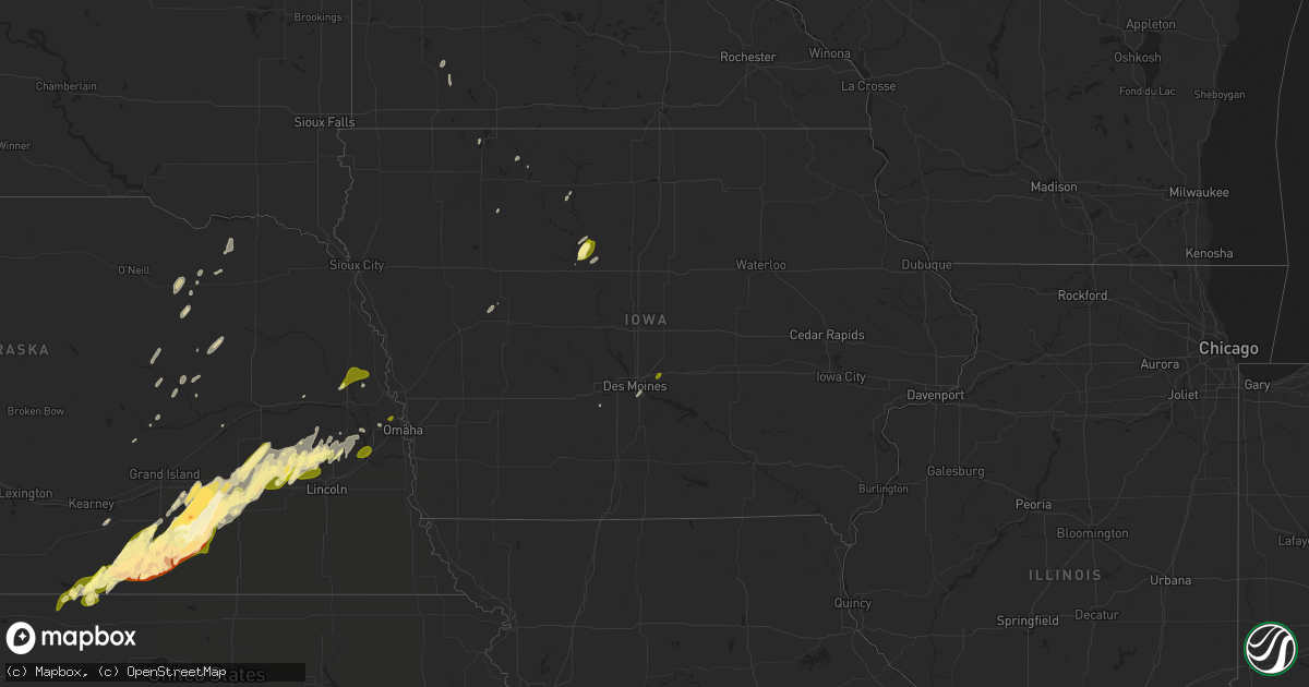 Hail map in Iowa on April 18, 2023