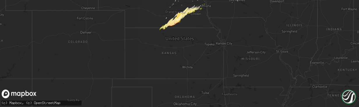 Hail map in Kansas on April 18, 2023