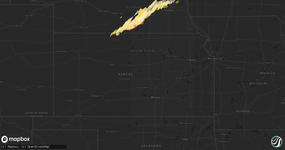 Hail map in Kansas on April 18, 2023