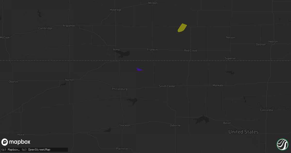 Hail map in Kensington, KS on April 18, 2023