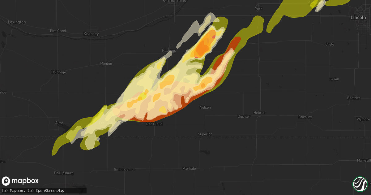 Hail map in Lawrence, NE on April 18, 2023