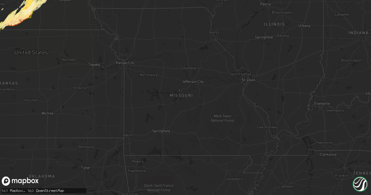 Hail map in Missouri on April 18, 2023