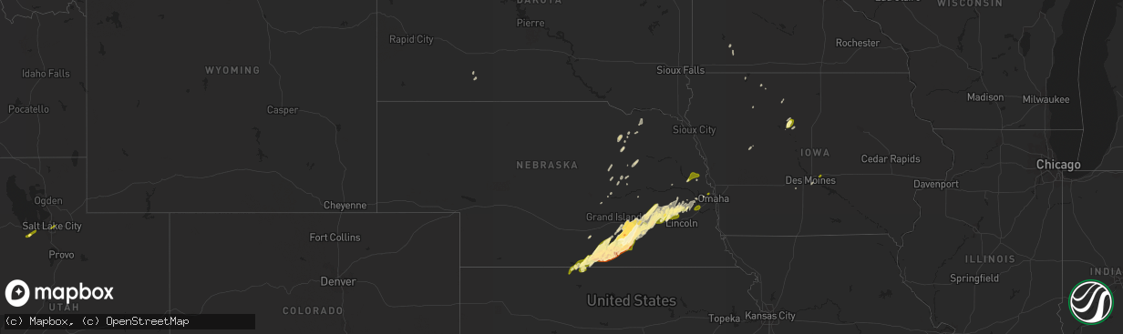 Hail map in Nebraska on April 18, 2023