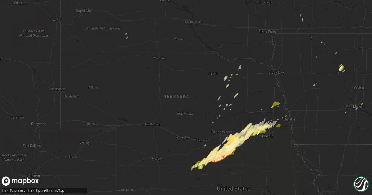 Hail map in Nebraska on April 18, 2023