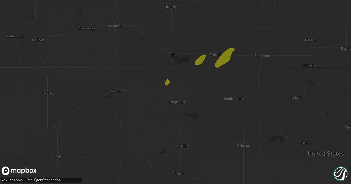 Hail map in Phillipsburg, KS on April 18, 2023